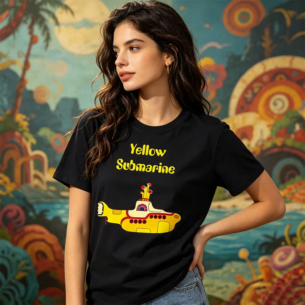 T-shirt The Beatles Black Rock Band