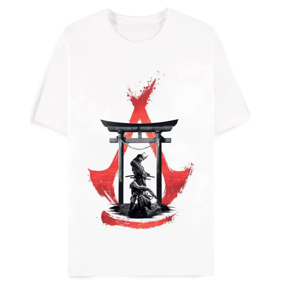 T-shirt décontracté en coton avec motif Assassin's Creed Linear White pour hommes et femmes
