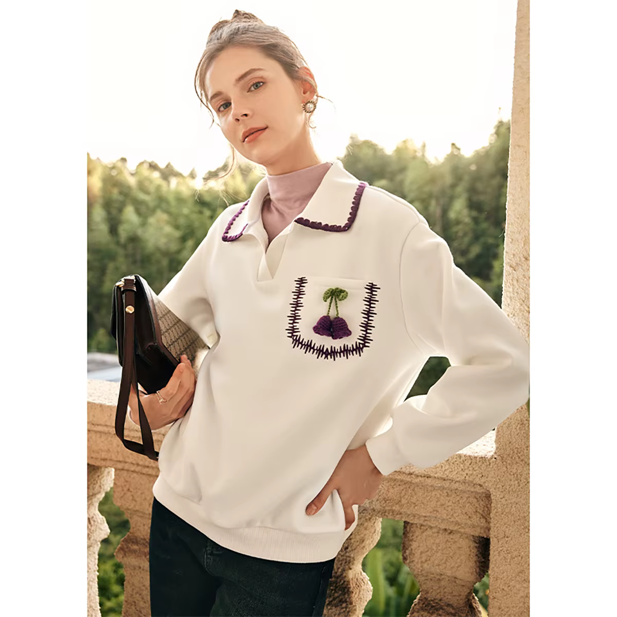 OLrain Pulls à col polo français pour femme