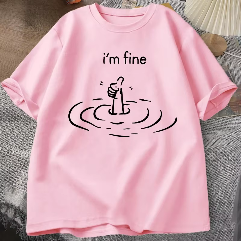 T-shirt imprimé Im Fine Back pour femmes