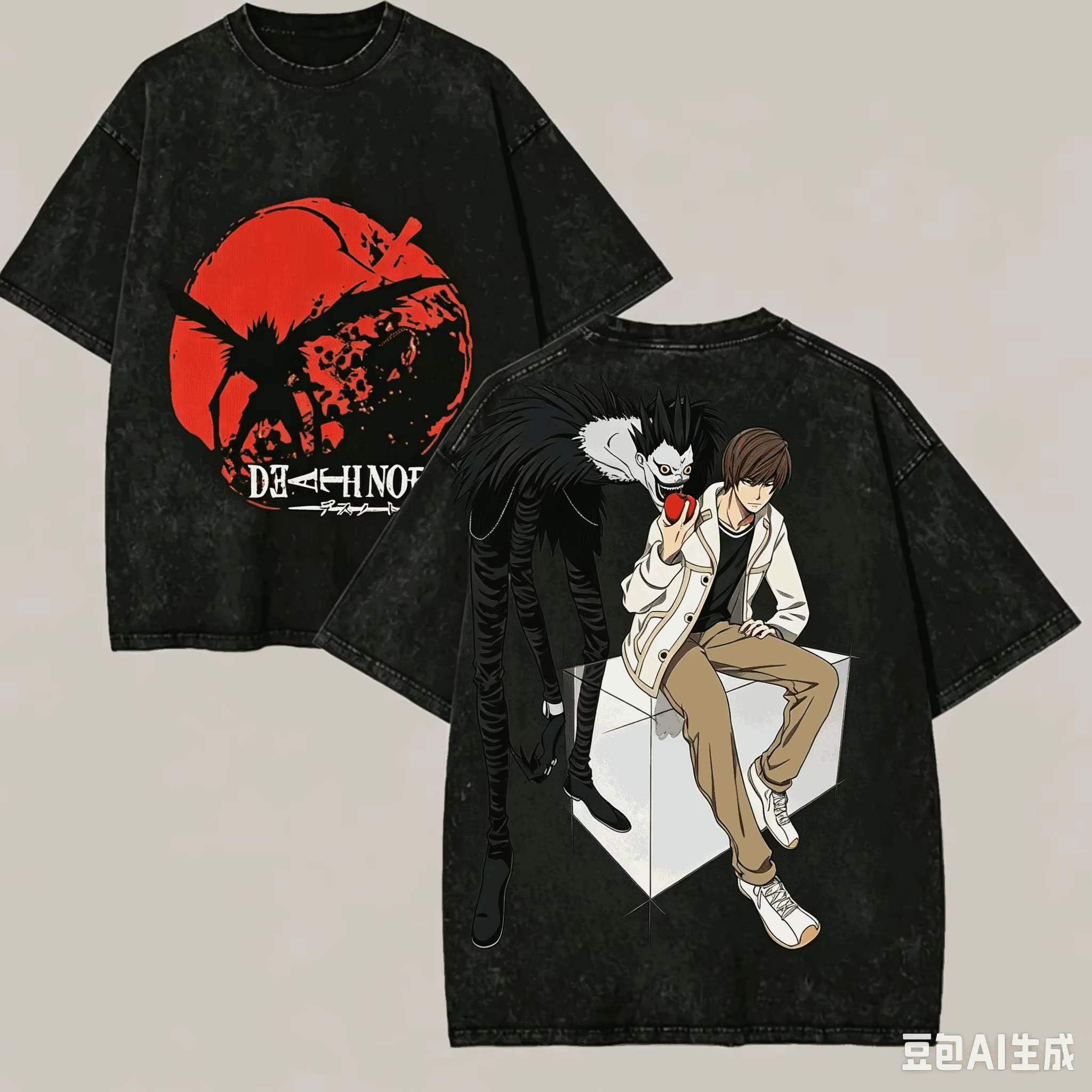 T-shirt délavé Death Note pour les amateurs d'anime