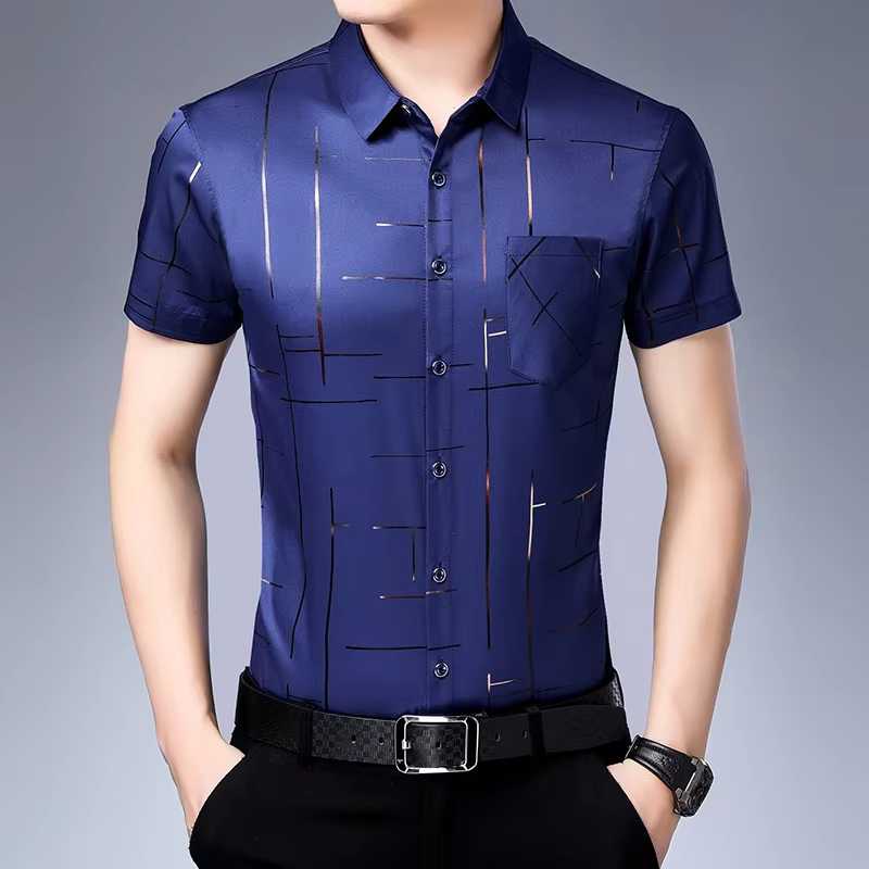 Chemise d'affaires décontractée à manches courtes pour hommes