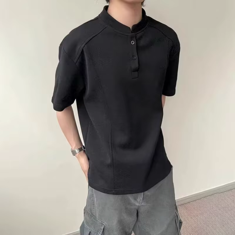Polo à manches courtes col Henley style américain pour homme – Nouvelle collection été 2026 – T-shirt Cleanfit