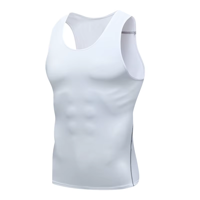 Nouveau T-shirt extensible ajusté sans manches pour hommes