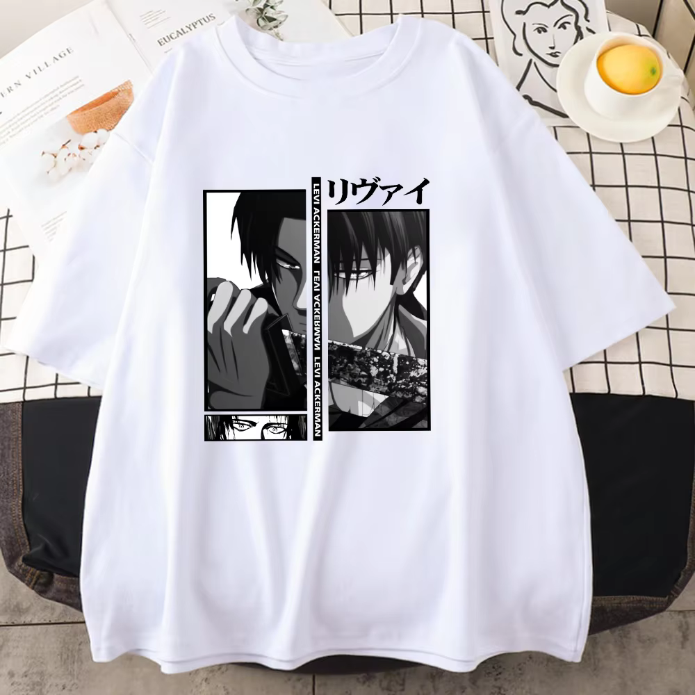 Levi Ackerman Cool graphique imprimé T-Shirt hommes et femmes ample Anime Harajuku T-Shirts hauts Vintage
