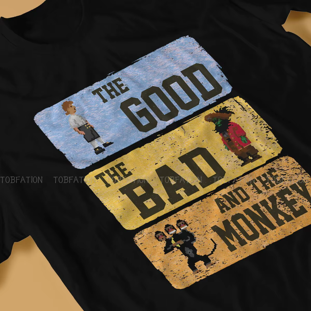 Le bon le mauvais Pirate homme t-shirt singe île jeu col rond manches courtes 100% coton