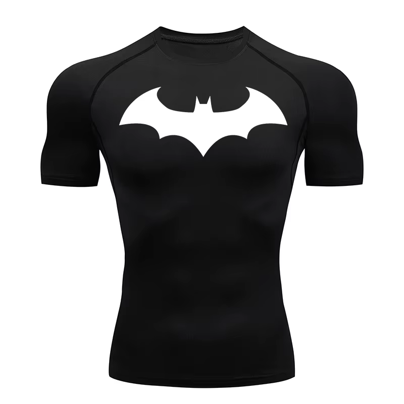 T-shirts de compression à motif chauve-souris pour hommes
