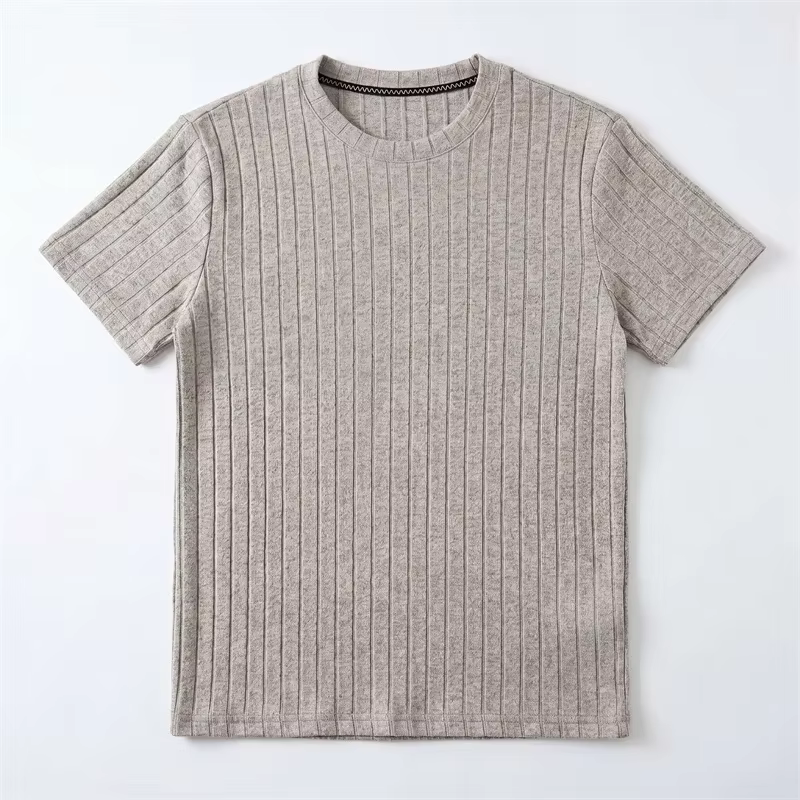 T-shirt à manches courtes en tricot côtelé pour hommes