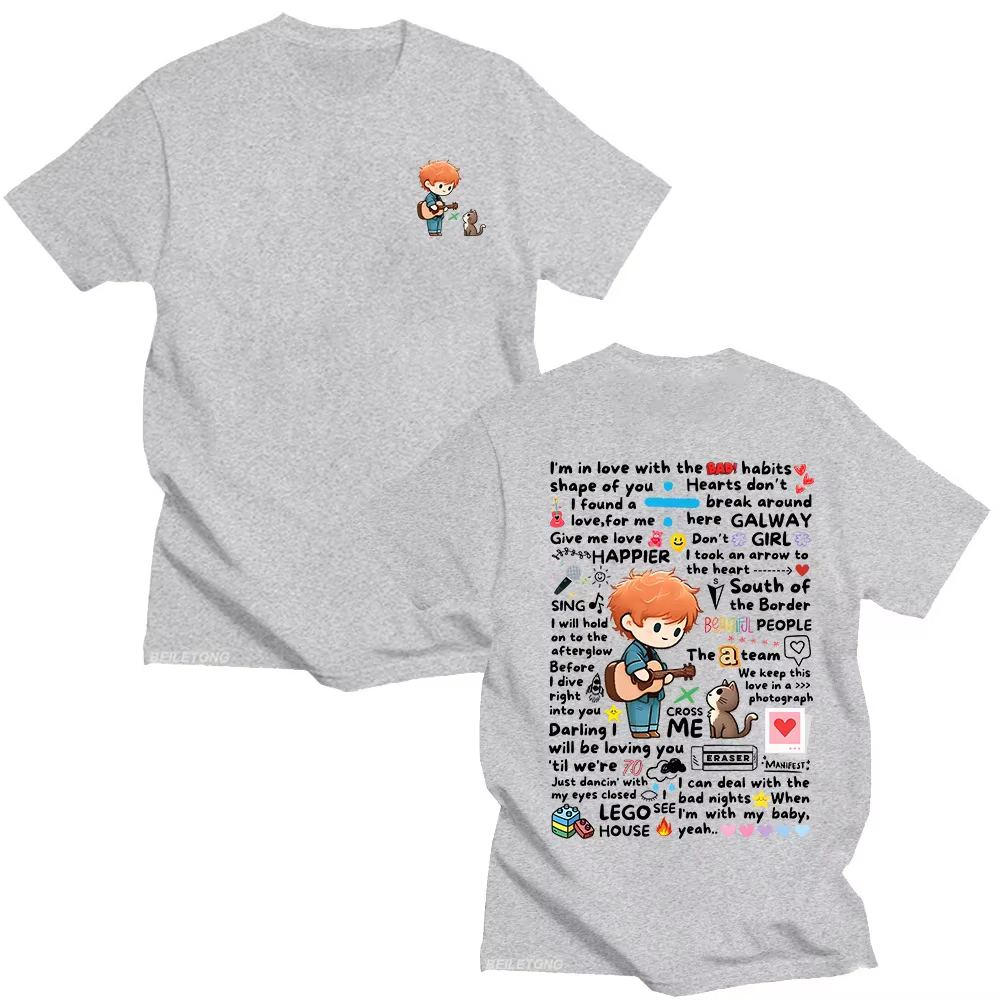 Ed Sheeran Graffiti motif t-shirt nouveau à la mode décontracté femmes hommes vêtements Y2k T-shirts