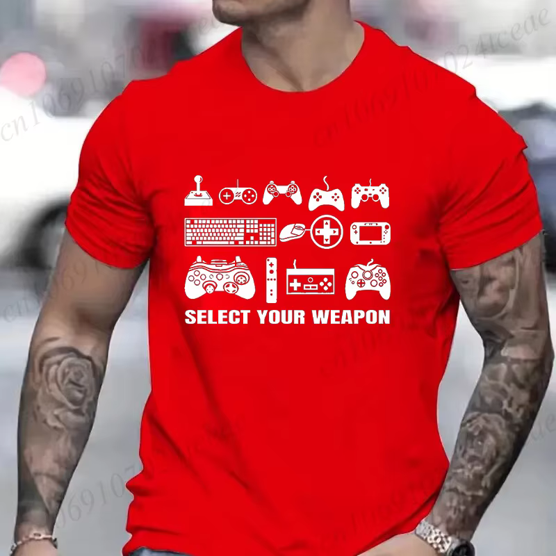 T-shirt pour hommes vêtements mode Gamer t-shirts sélectionner votre arme