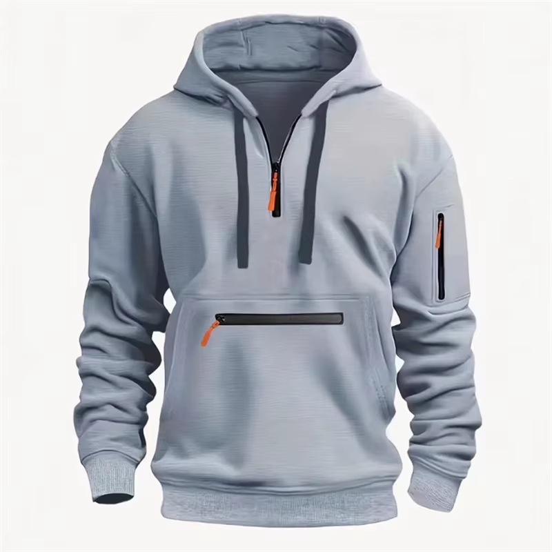 Sweat-shirt à capuche demi-zip pour hommes