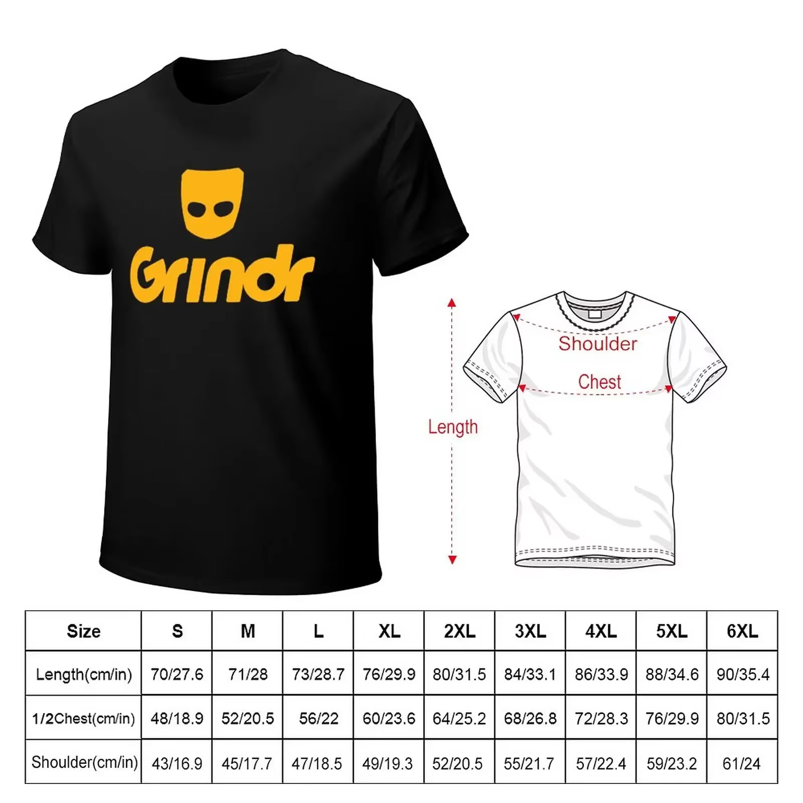Logo-Grindr-T-shirt classique en coton pour homme, haut graphique