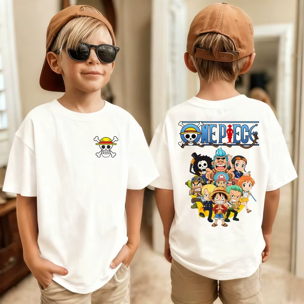 T-shirt imprimé One Piece pour filles et garçons