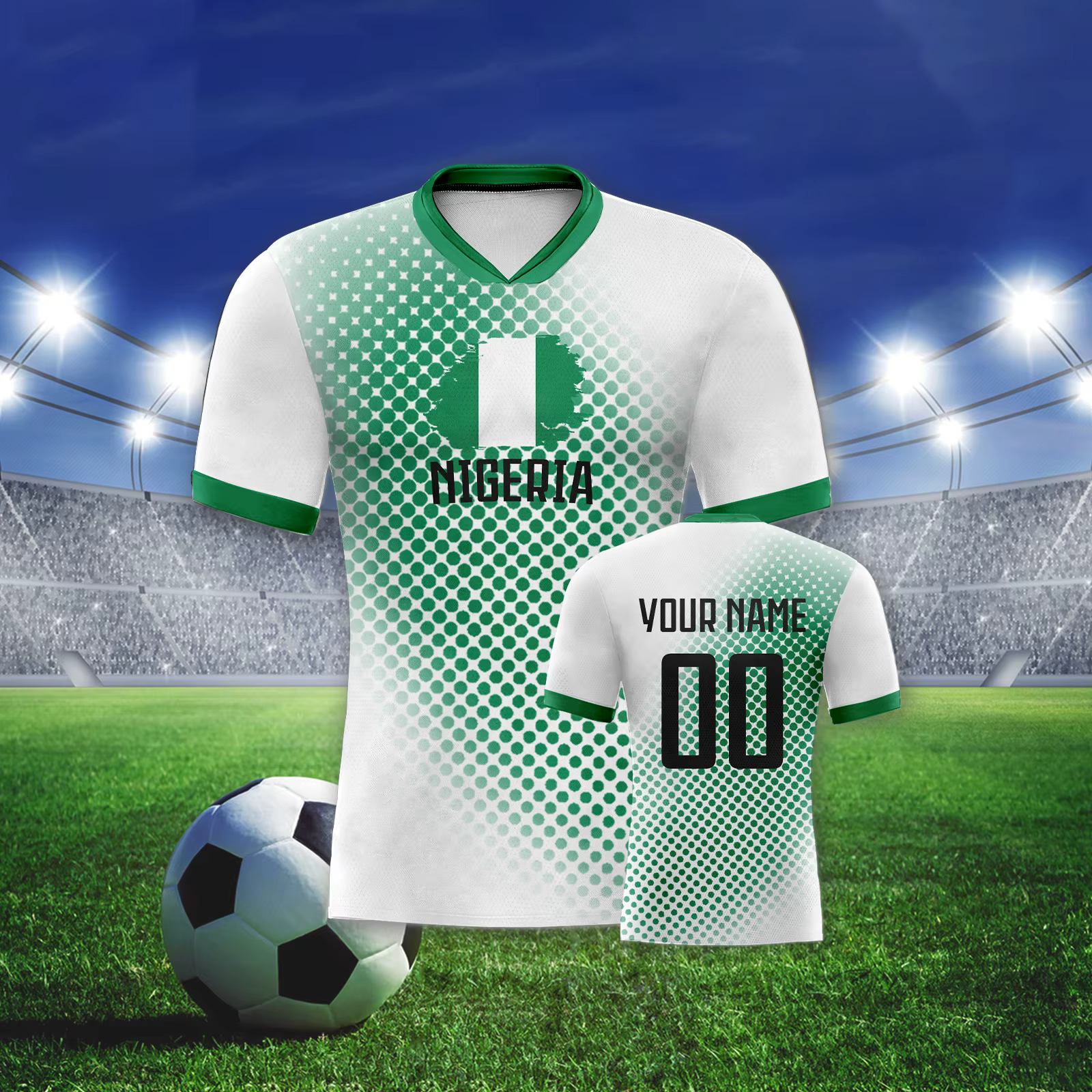 Maillot de football personnalisé du Nigeria avec nom et numéro, respirant et à séchage rapide, pour hommes, femmes et enfants