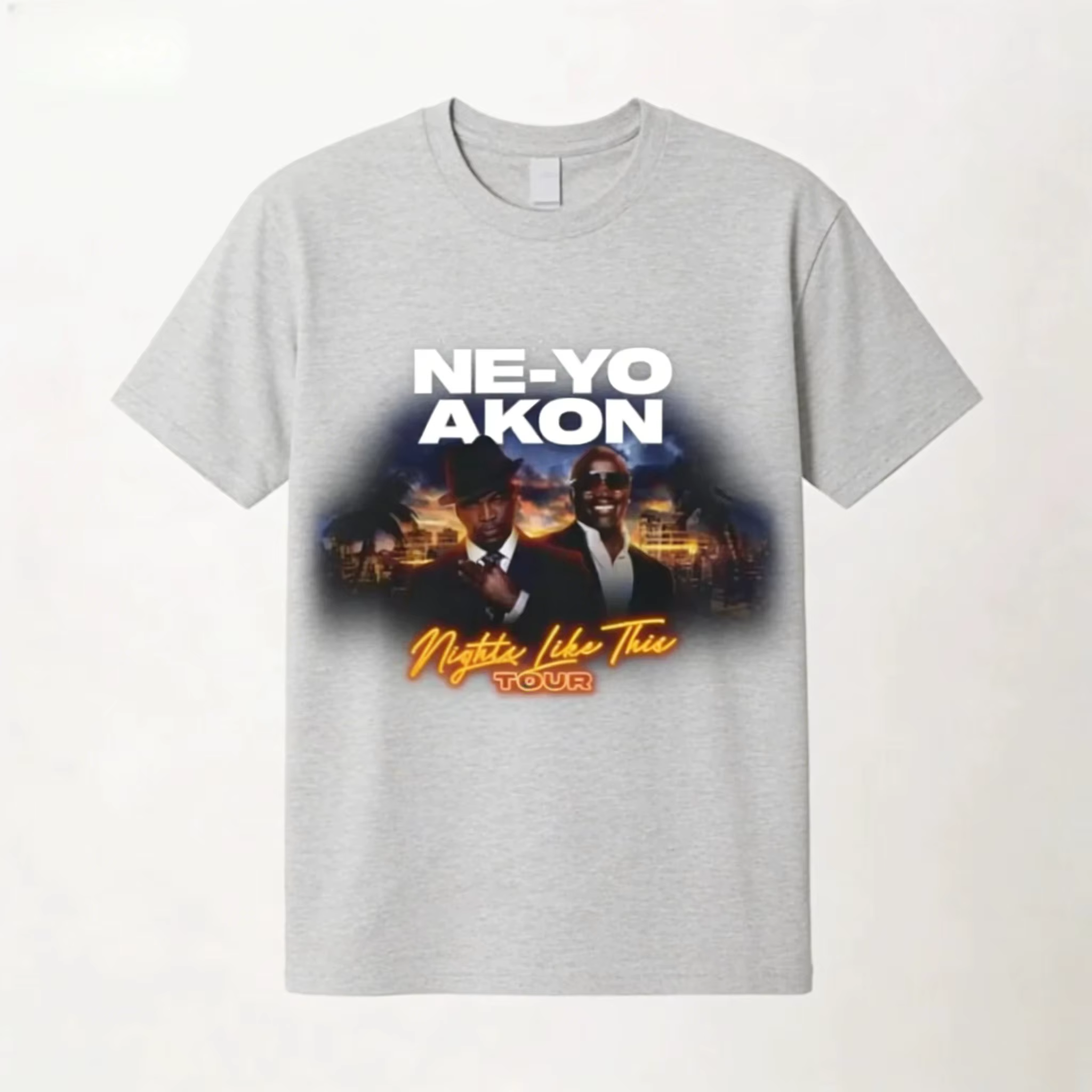 T-shirt Ne Yo Akon 2026 Nouvelle Tournée Night Like This – Haut Décontracté Tendance pour le Quotidien