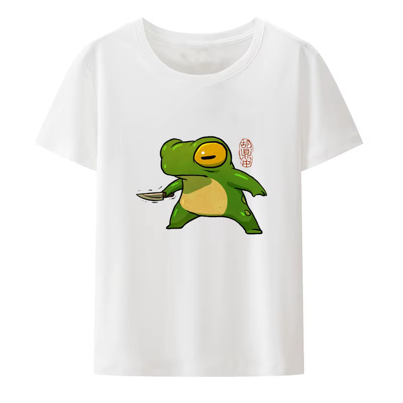 J'ai des grandes sentiments grenouille impression T-shirt Harajuku col rond Punk nouveau Style respirant Anime Humor