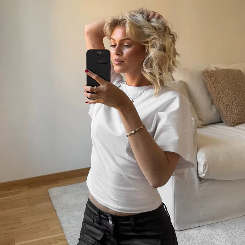 Mode décontracté solide gris recadrée T-shirt 2025 femme vêtements col rond hauts Corset Streetwear filles printemps été t-shirts courts