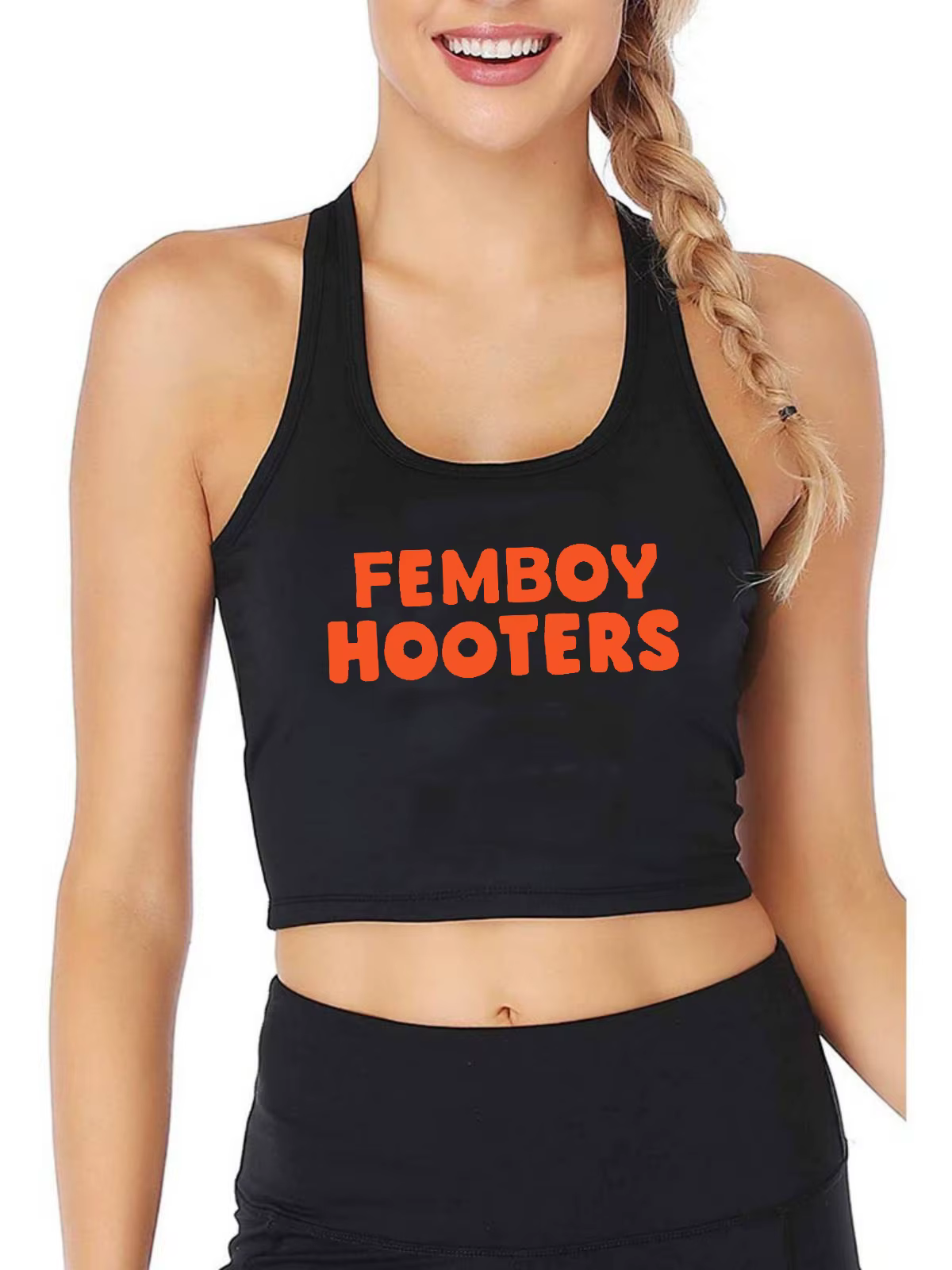 Femboy Hooters texte imprimé mode haute rue Style haut court femmes Sexy entraînement débardeurs gymnase Fitness Camisole