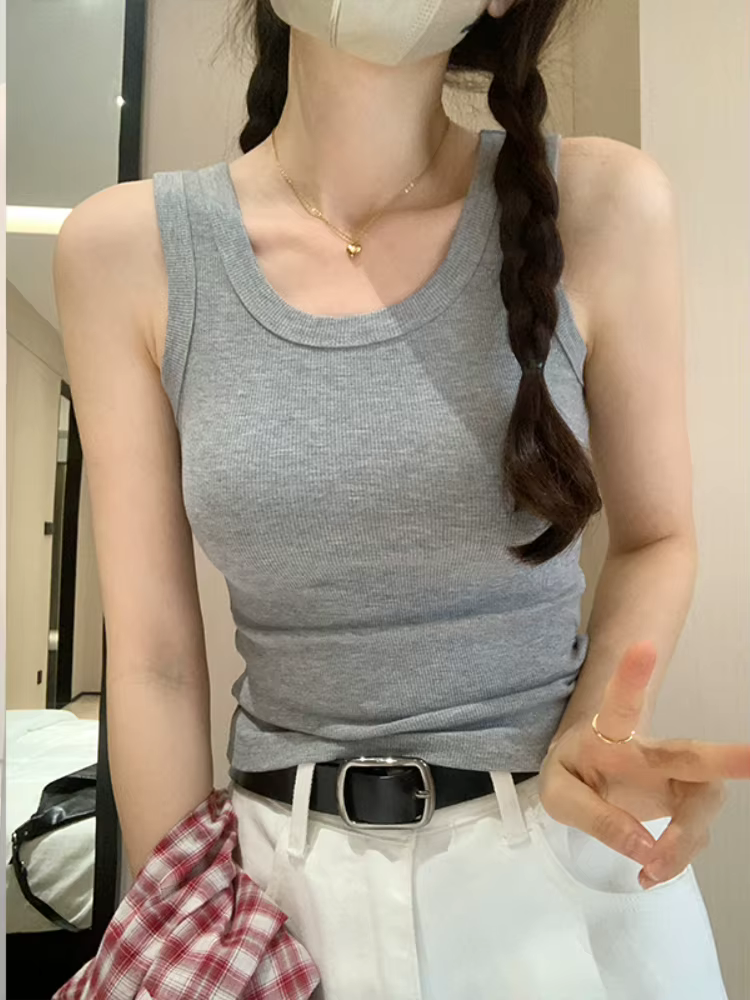 Débardeur doux 2026 pour femme – Tenue d'été moulante et sexy – Haut tricoté sans manches pour l'extérieur