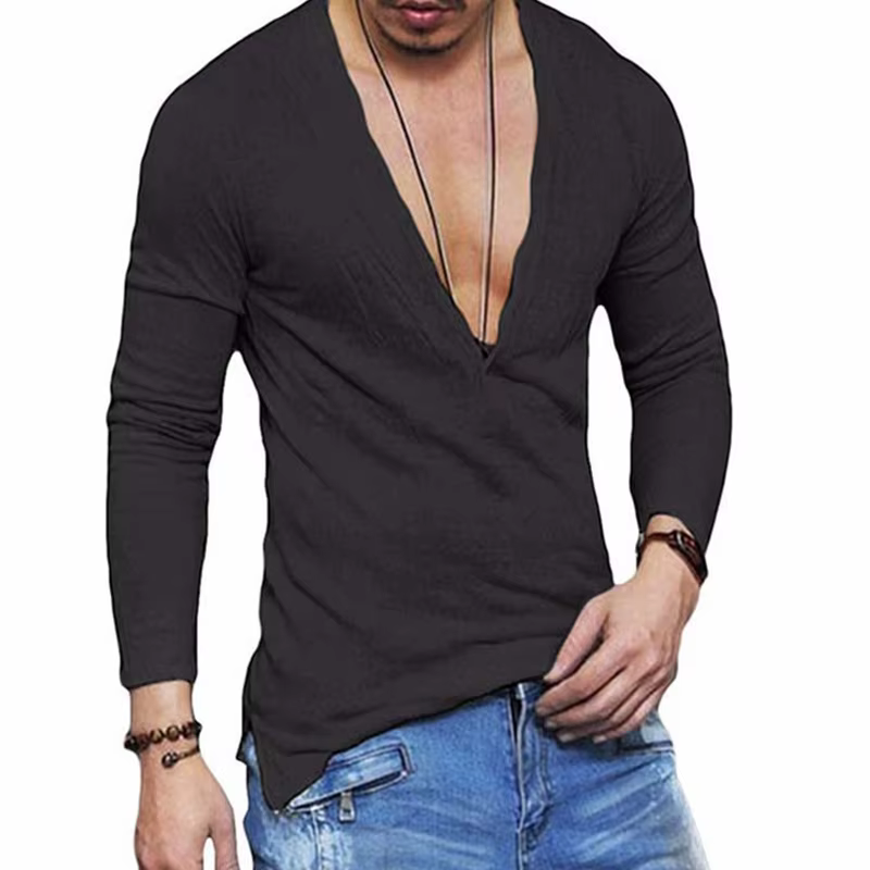 T-shirt à col en V profond pour hommes