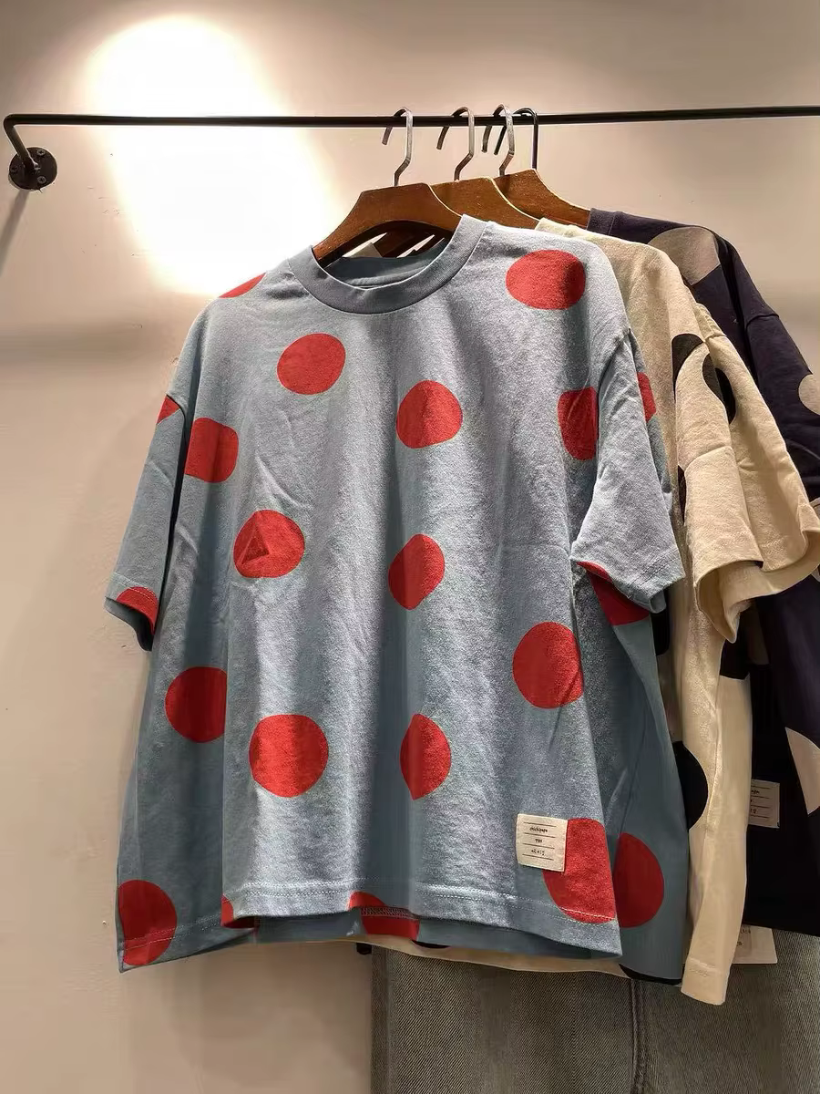 T-shirt à pois style japonais Mori Girl 2026 pour femme