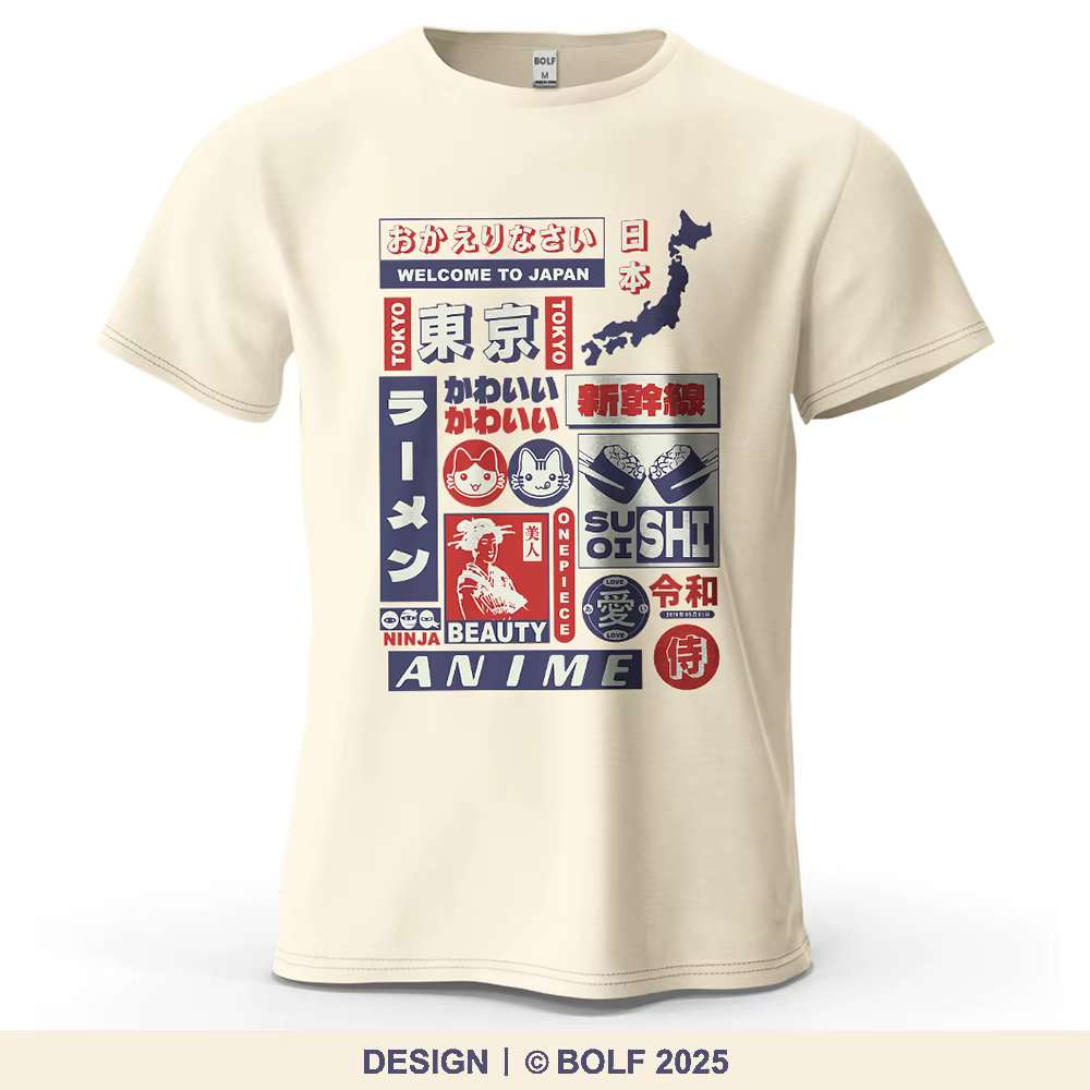 Tokyo Culture imprimé hommes T-Shirt 100% coton surdimensionné rétro japonais graphique t-shirts pour haut pour femme