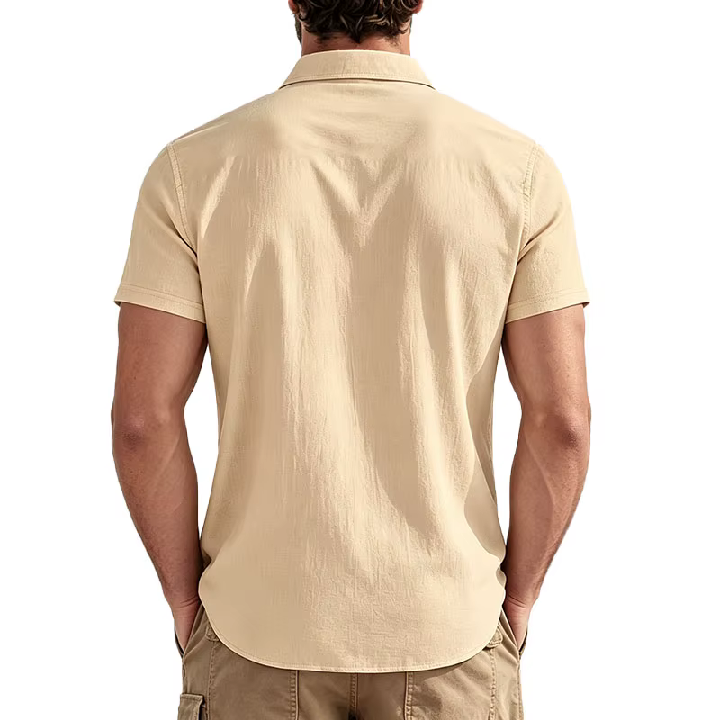 Chemise à manches courtes en lin mélangé pour homme