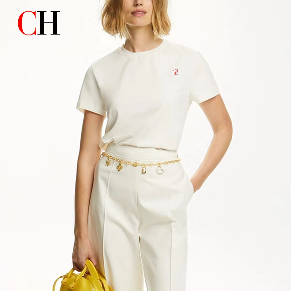 T-shirt à manches courtes blanc cassé pour femme