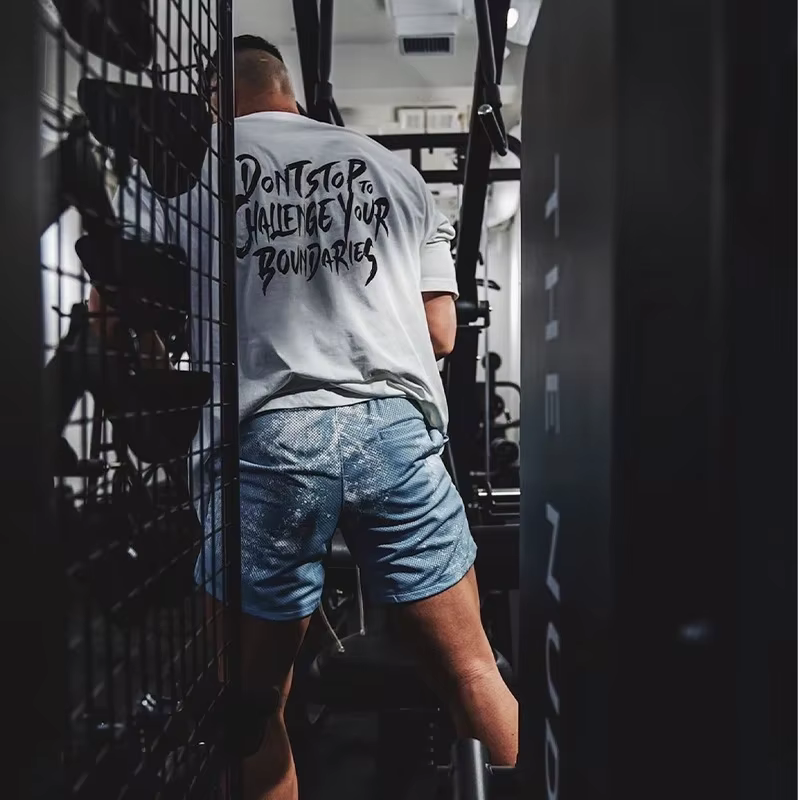 LYFT Gym Gym Fitness Shirt Men Running Sport Loose T-shirt Short Sleeve Cotton Tee Tops Summer Bodybuilding Training Workout Apparel
