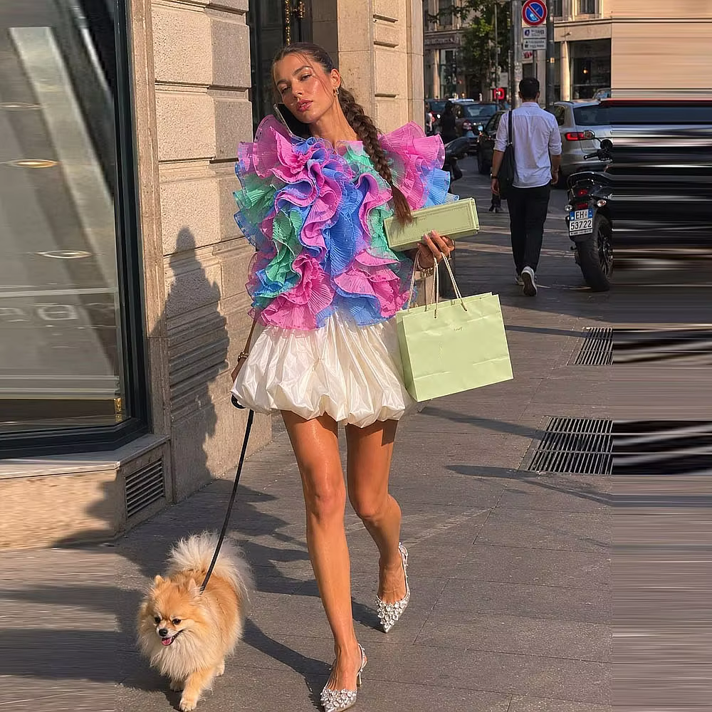 Chemisiers colorés pour femmes à volants, longueur normale, pour anniversaire