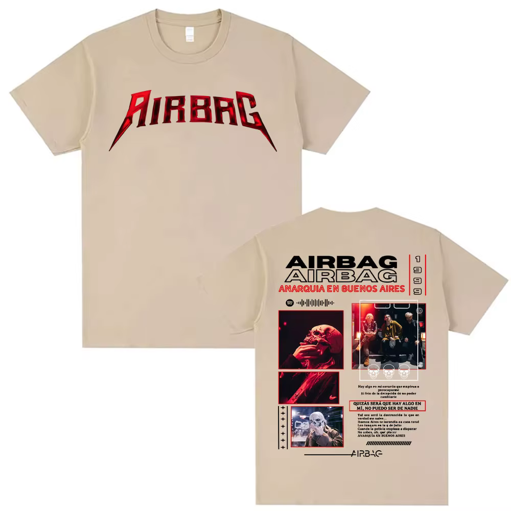 Chanteur Airbag Anarquia En Buenos Aires Album 2026 Tour T-shirt Hommes Femmes Mode Vintage 100% Coton Manches Courtes T-Shirts Hauts