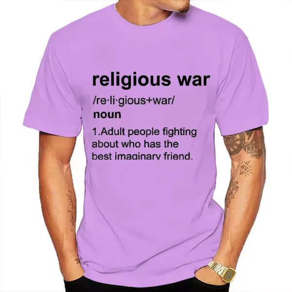 Guerre religieuse hommes t-shirt drôle lettre impression à manches courtes t-shirts mode graphique Y2k hauts meilleur