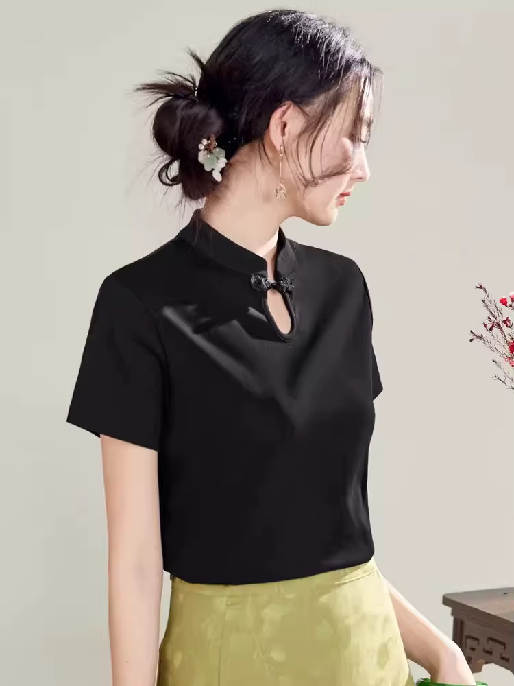 Nouveau T-shirt de style chinois pour femmes Été