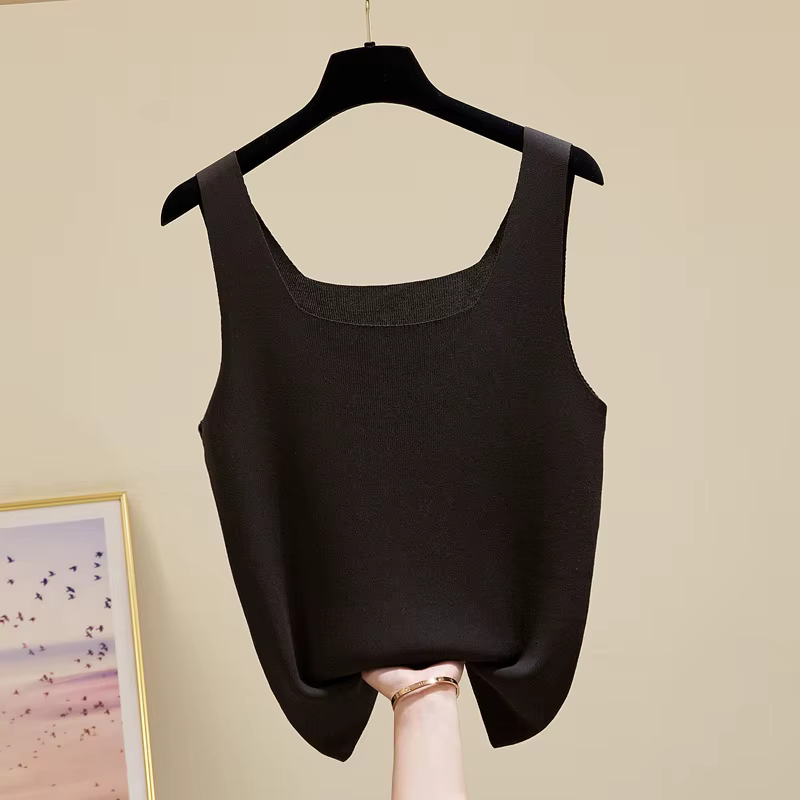 Nouveau débardeur femme col rond blanc et noir