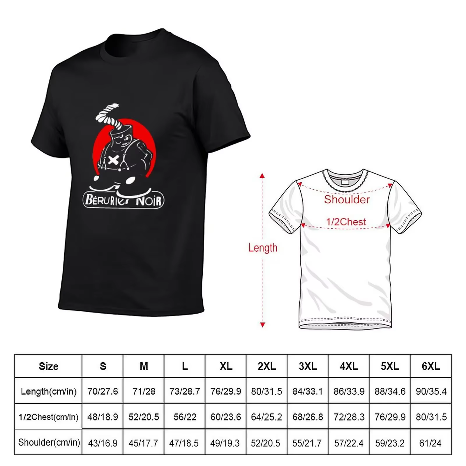 Berurier Noir-T-shirt graphique en coton pour homme, vêtement masculin