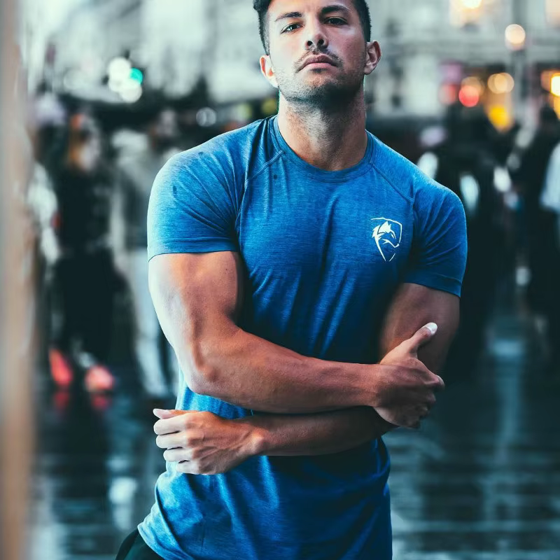 Hommes T-shirt musculation Compression serrée séchage rapide chemise musculaire Fitness entraînement basket-ball course