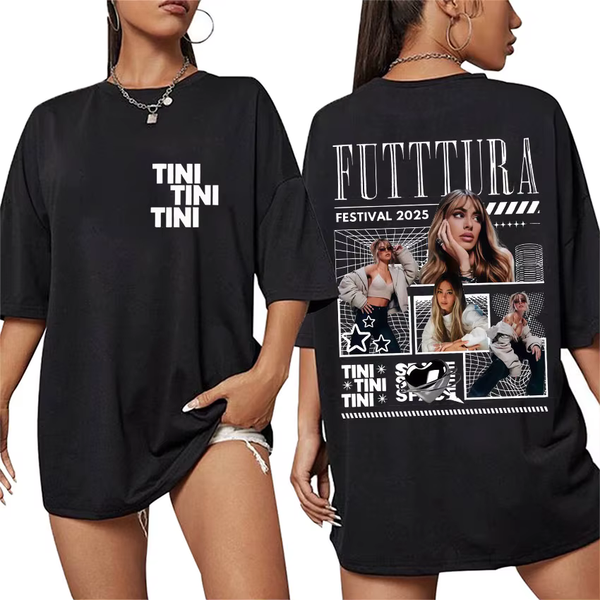 Singer TINI STOESSEL's Future Tour Album 2025 T-shirt pour hommes et femmes mode été imprimé 100% pur coton