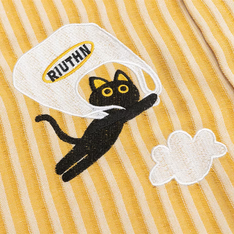 Chemises brodées avec motif de chat pour hommes