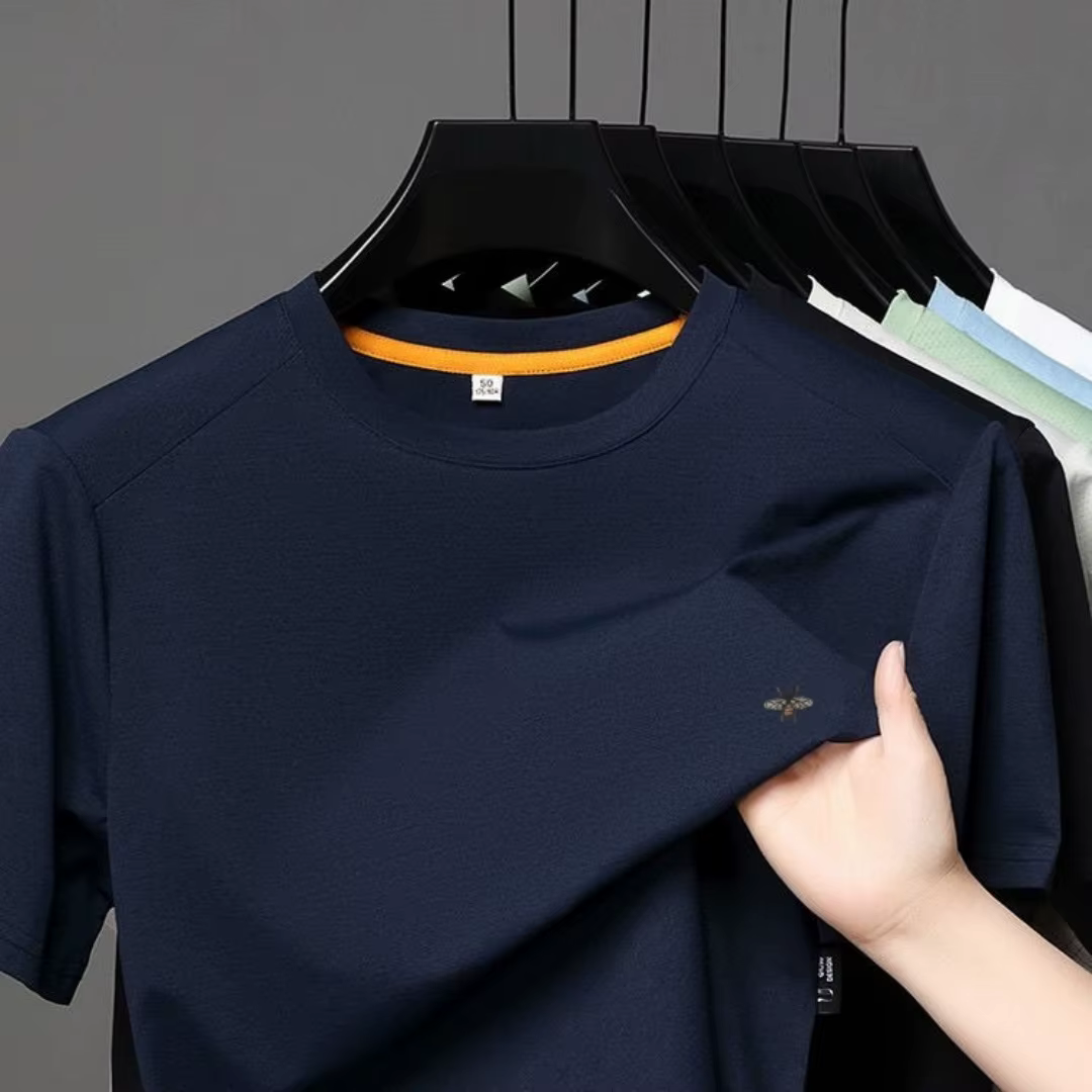 Nouvelle marque de luxe hommes T-shirt col rond dessin animé abeille broderie à manches courtes respirant sans couture