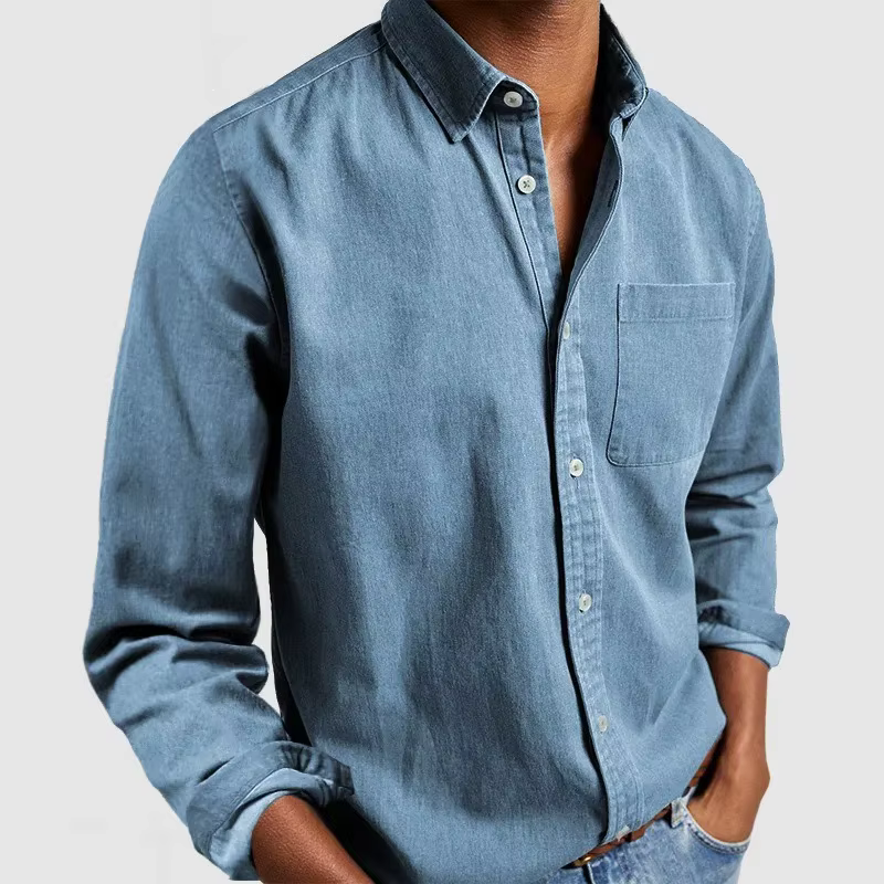 Chemise en tissu Denim européen et américain