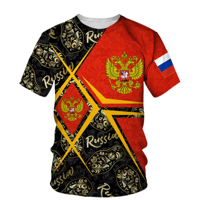 Russie drapeau motif t-shirt pour hommes emblème National ethnique 3D imprimé T-Shirts été décontracté col rond