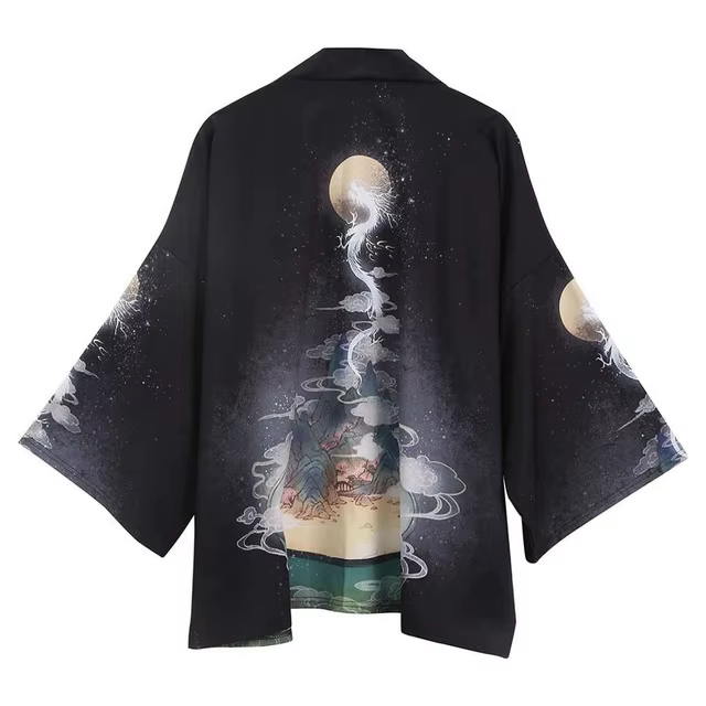 Kimono japonais à manches cinq points pour hommes et femmes