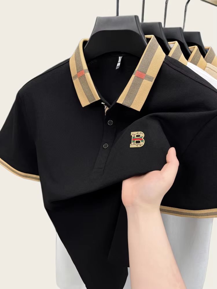 Polo à manches courtes avec logo de marque de luxe pour hommes