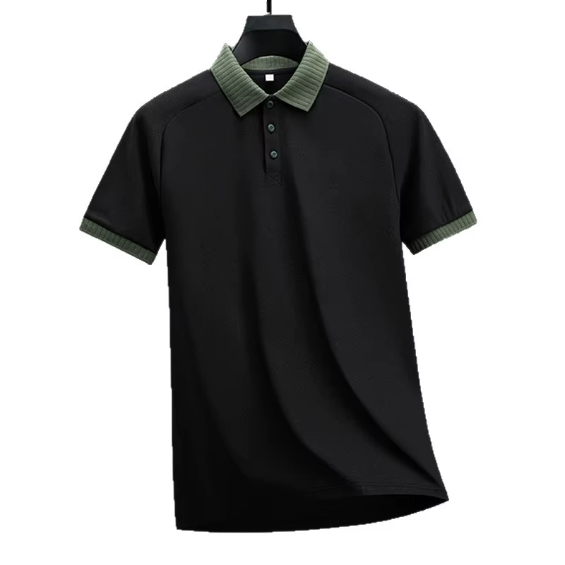 Nouveau Polo Homme Manches Courtes 2026 – T-shirt Décontracté Couleur Unie Tendance pour Affaires et Loisirs – Coupe Ample en Fibre de Polyester