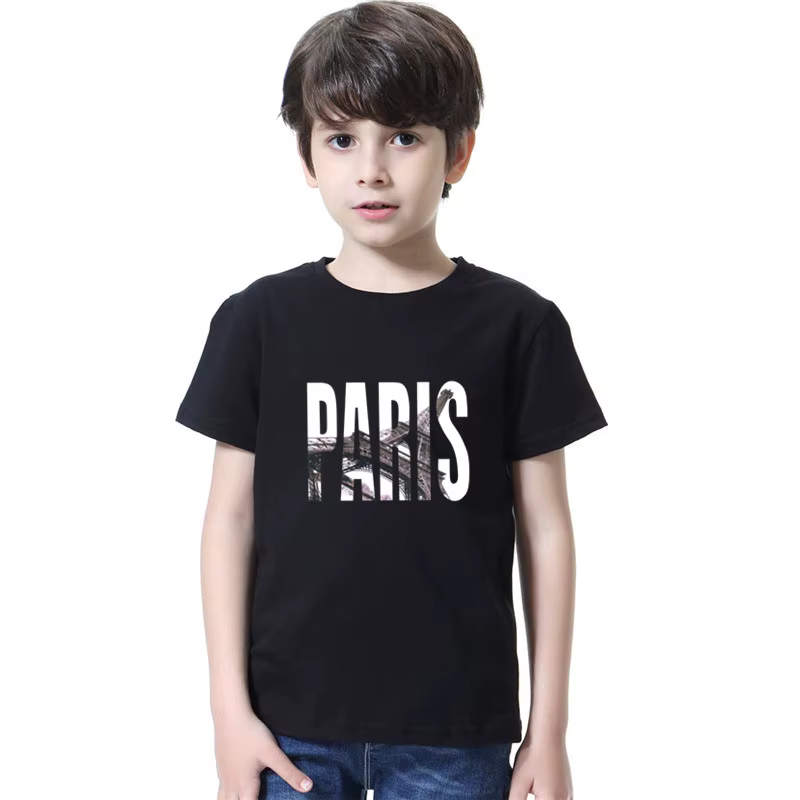 T-Shirt en Coton à Manches Courtes pour Enfant Garçon et Fille