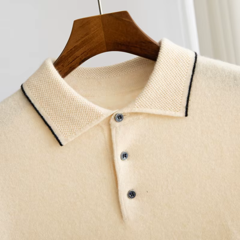 Pull en laine pure à col polo pour homme