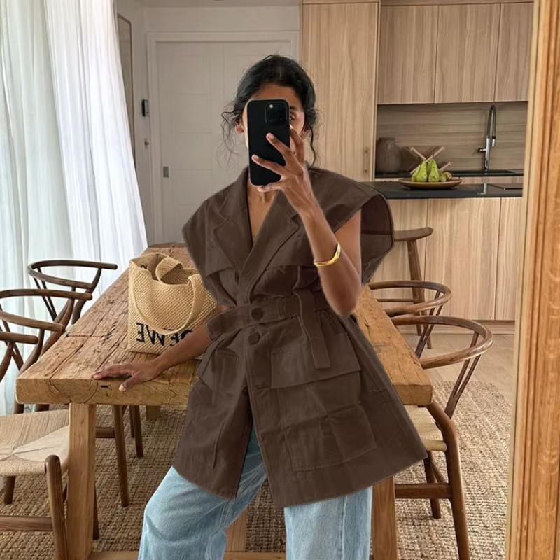 Gilet pour femmes habillé sans manches Blazer automne été poche