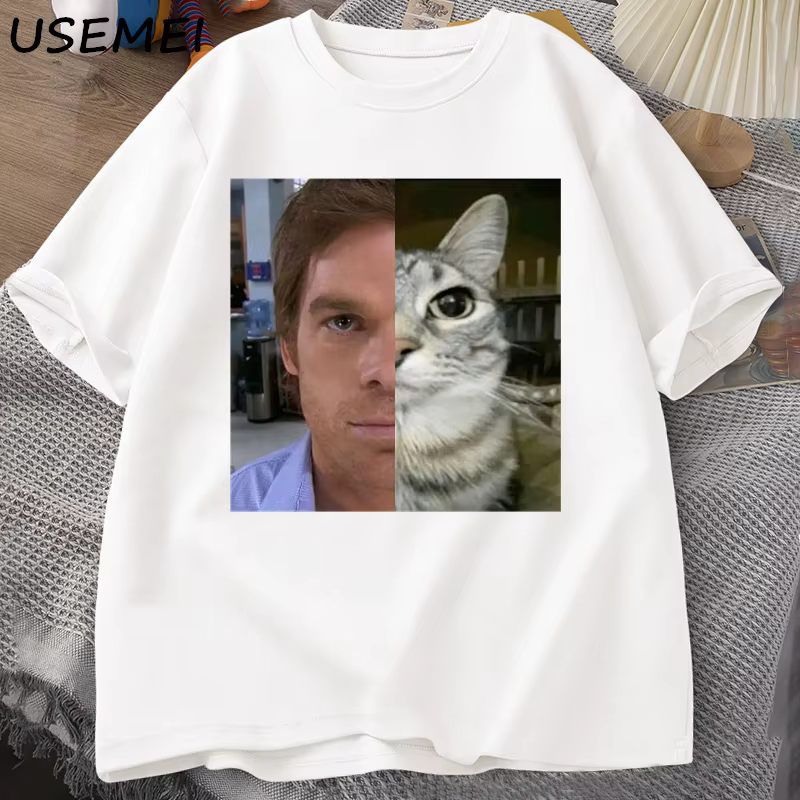 Dexter Morgan-T-shirt en coton à manches courtes et col rond pour homme