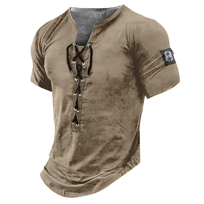 T-shirt vintage à col en V pour hommes