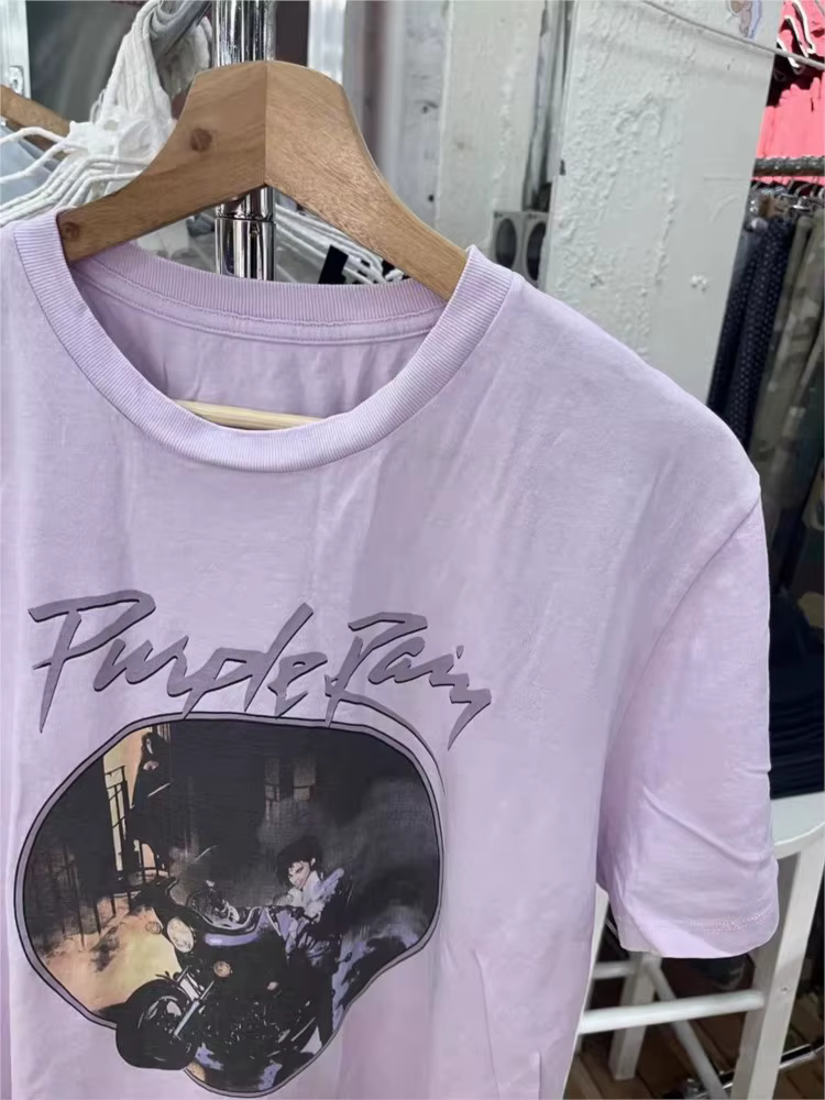 Violet Harley moto imprimé T-shirts femmes été décontracté coton col rond manches courtes